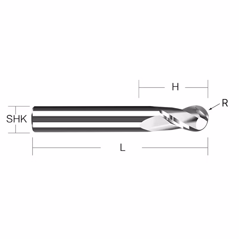 Frez kulowy 3D 2P | trzpień 6 mm | fi 5 x 8 x 50 | R2.5 | HRC55 | VHM CNC - obrazek 2