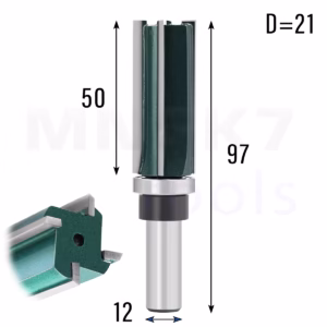 Frez prosty do drewna 4P | trzpień 12 mm | fi 21 x 50 | VHM | z łożyskiem