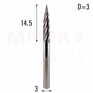 Frez pilnik obrotowy do metalu | 3 mm * 3 mm | VHM HRC 65 | Typ G
