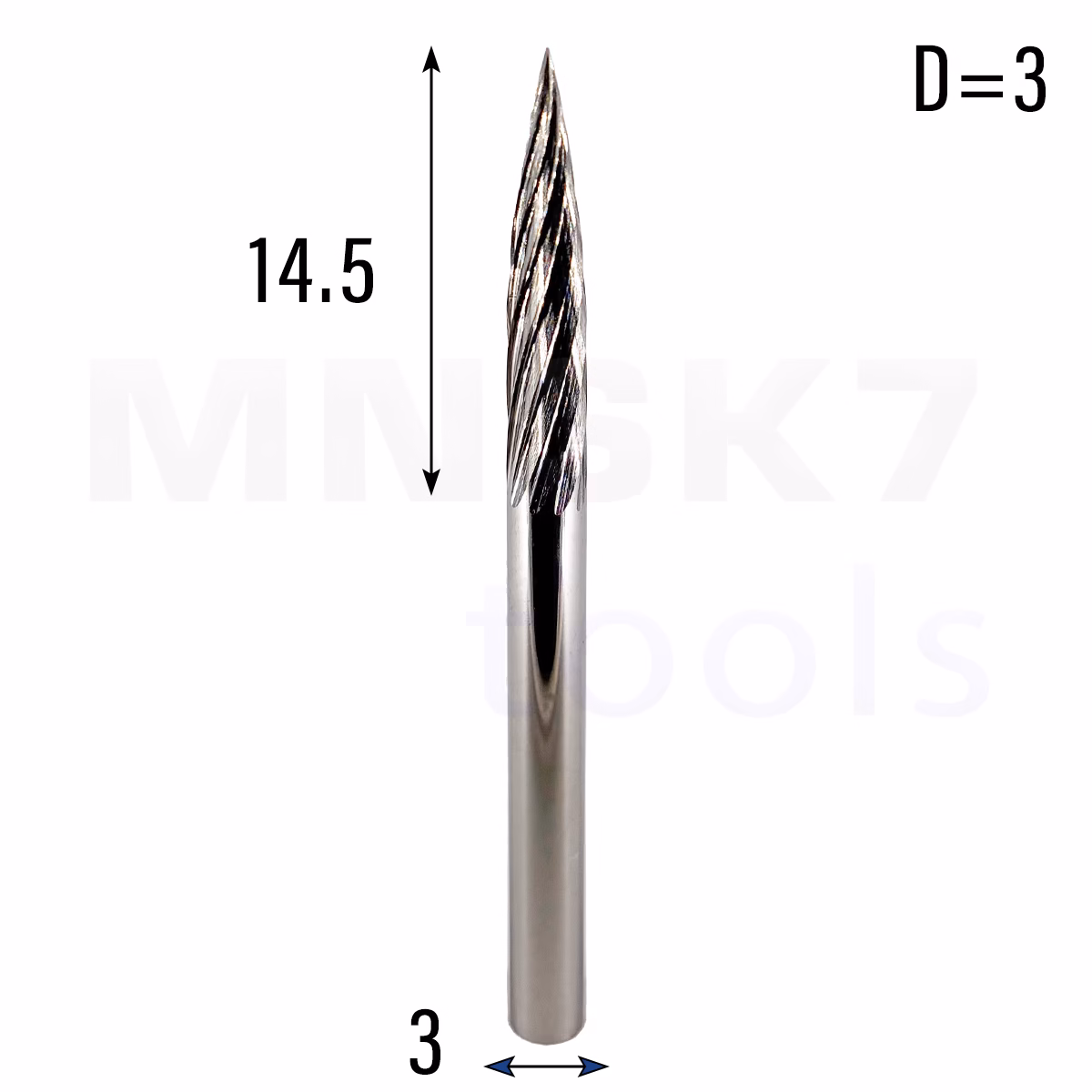 Frez pilnik obrotowy do metalu | 3 mm * 3 mm | VHM HRC 65 | Typ G