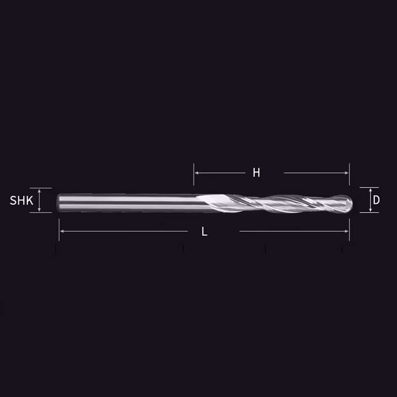 Frez kulowy 3D 2P | trzpień 6 mm | fi 6 x 32 x 60,5 | R3 | VHM CNC - obrazek 2