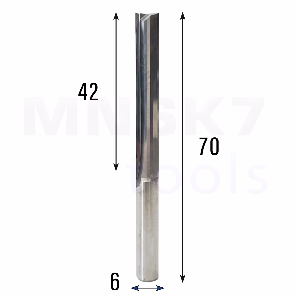 Frez prosty do drewna 2P | fi 6 mm x 42 mm x 70 mm | CNC VHM