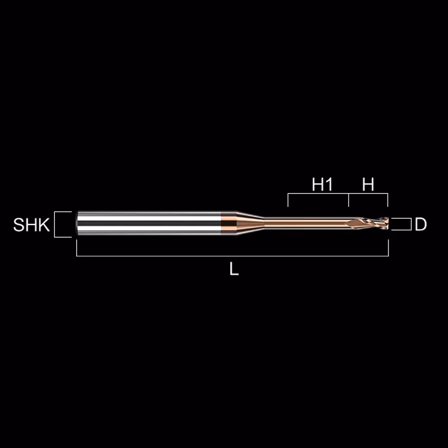 Frez palcowy mikro do metalu 2P | fi 0.8 mm * 50 mm | CNC VHM HRC 55 - obrazek 5