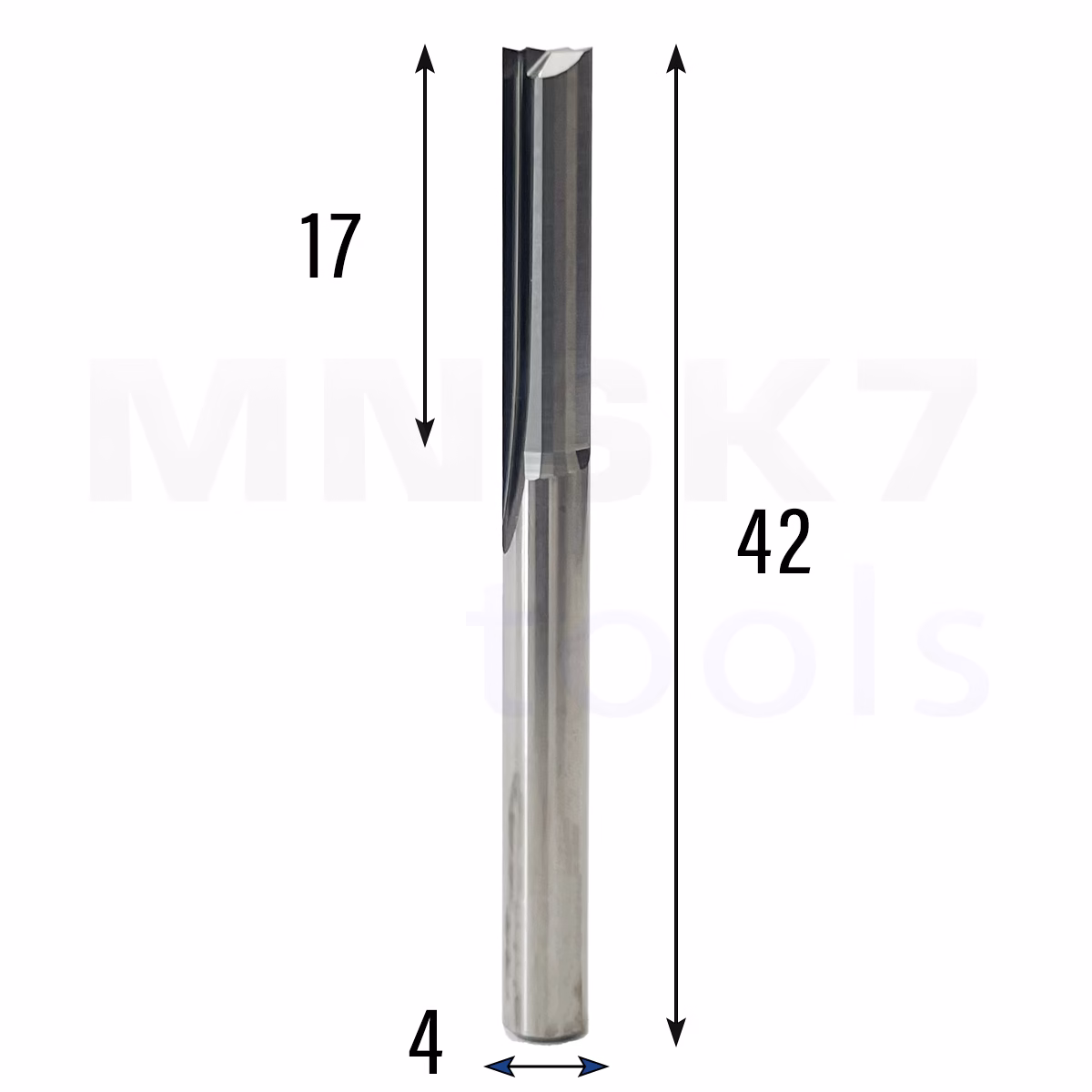 Frez prosty do drewna 2P | fi 4 mm x 17 mm x 42 mm | CNC VHM