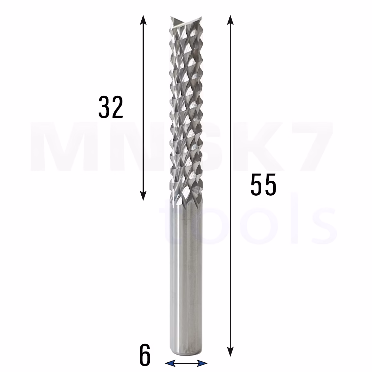 Frez wieloostrzowy prosty | fi 6 x 32 x 55 | CNC VHM