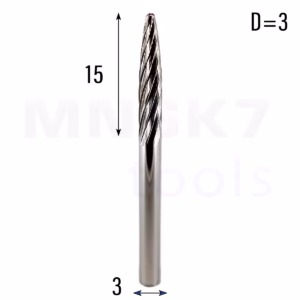 Frez pilnik obrotowy do metalu | 3 mm * 3 mm | VHM HRC 65 | Typ F
