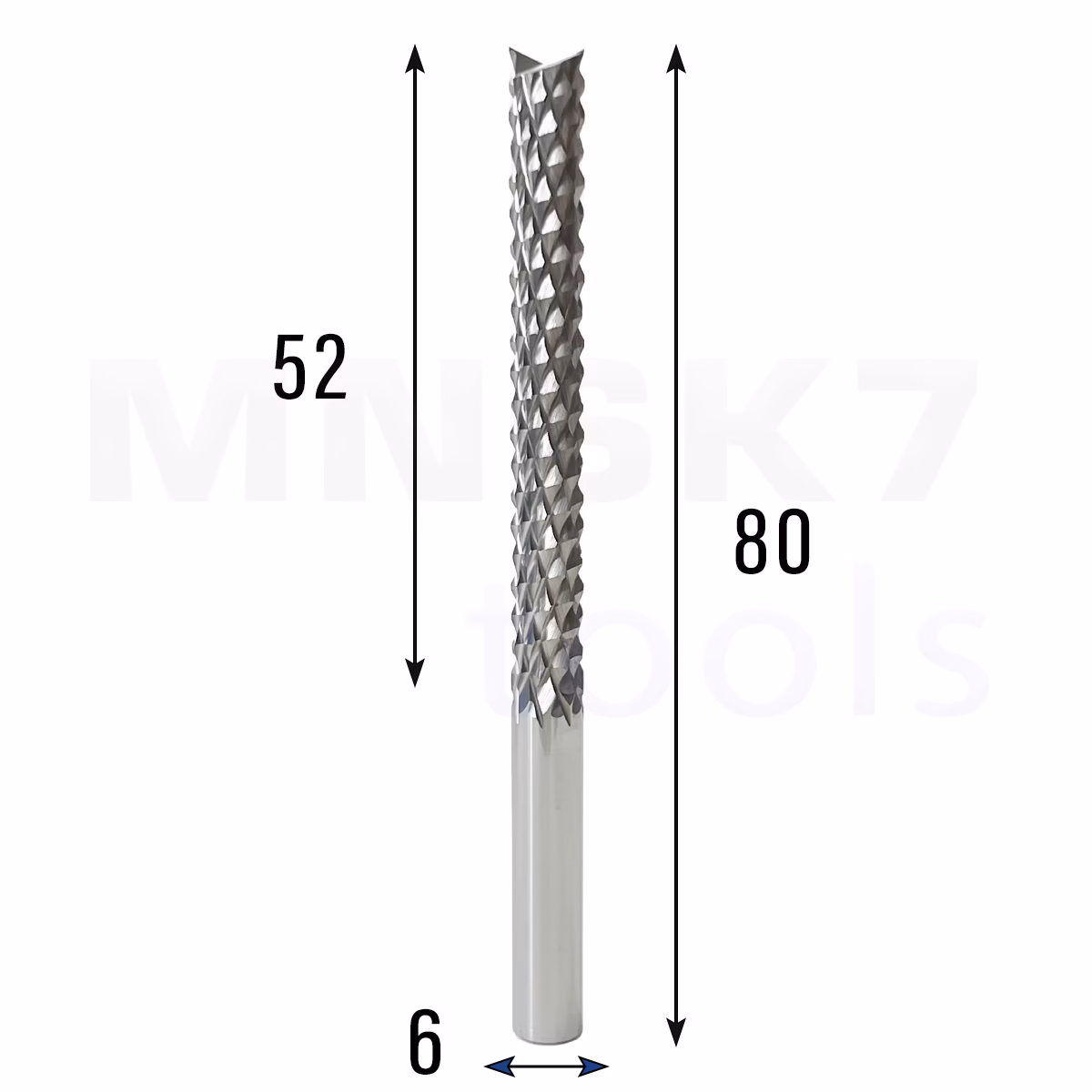 Frez wieloostrzowy prosty | fi 6 x 52 x 80 | CNC VHM