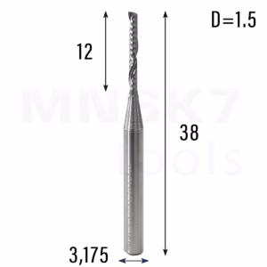 Frez uniwersalny jednopiórowy 1P | fi 1.5 x 12 x 38 | VHM CNC | Polerowany