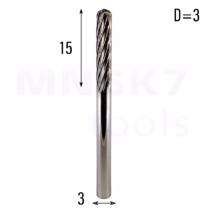 Frez pilnik obrotowy do metalu | 3 mm * 3 mm | VHM HRC 65 | Typ C
