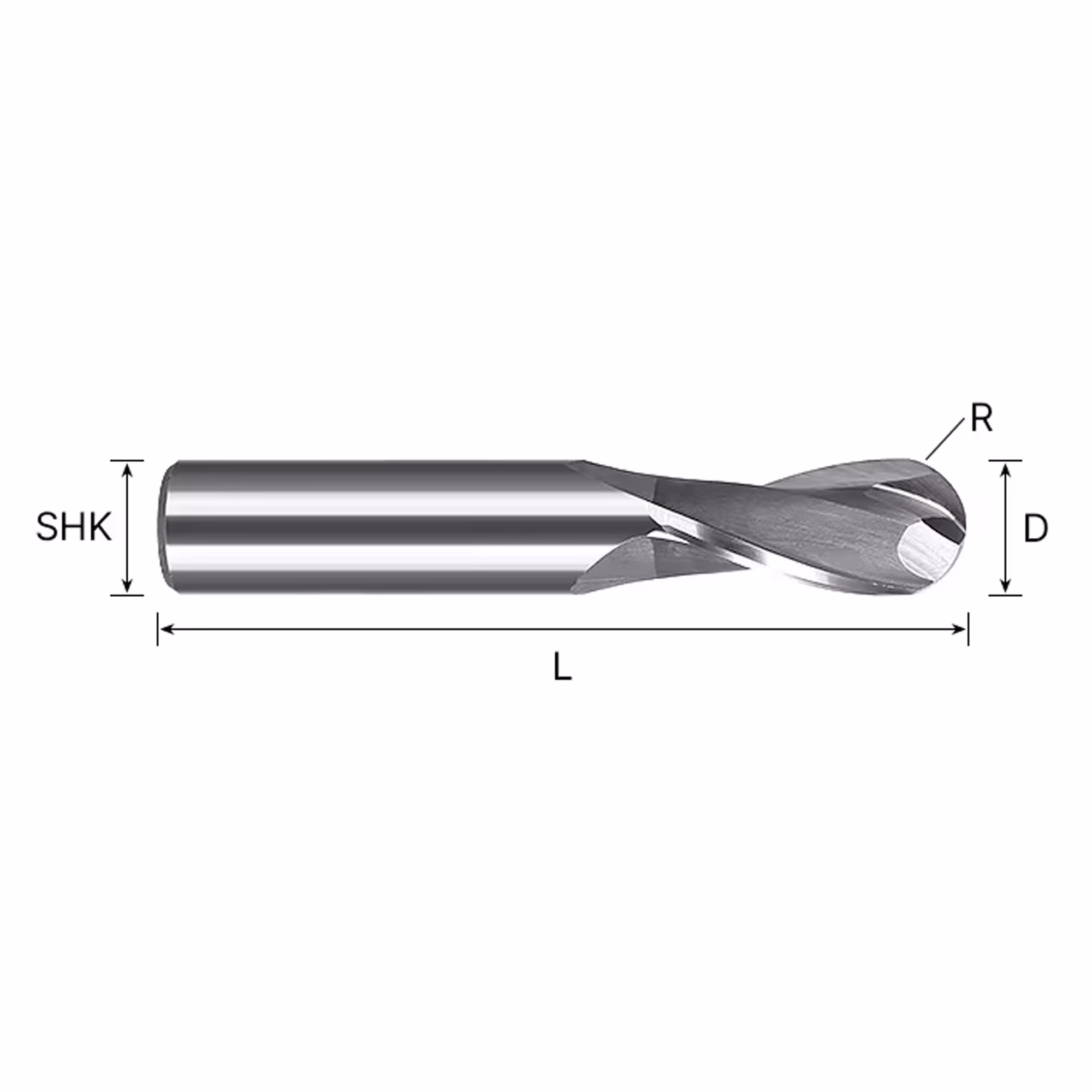 Frez kulowy 3D 2P | trzpień 6 mm | fi 4 x 11 x 75 | R2 | HSS-AL HRC 65 - obrazek 3