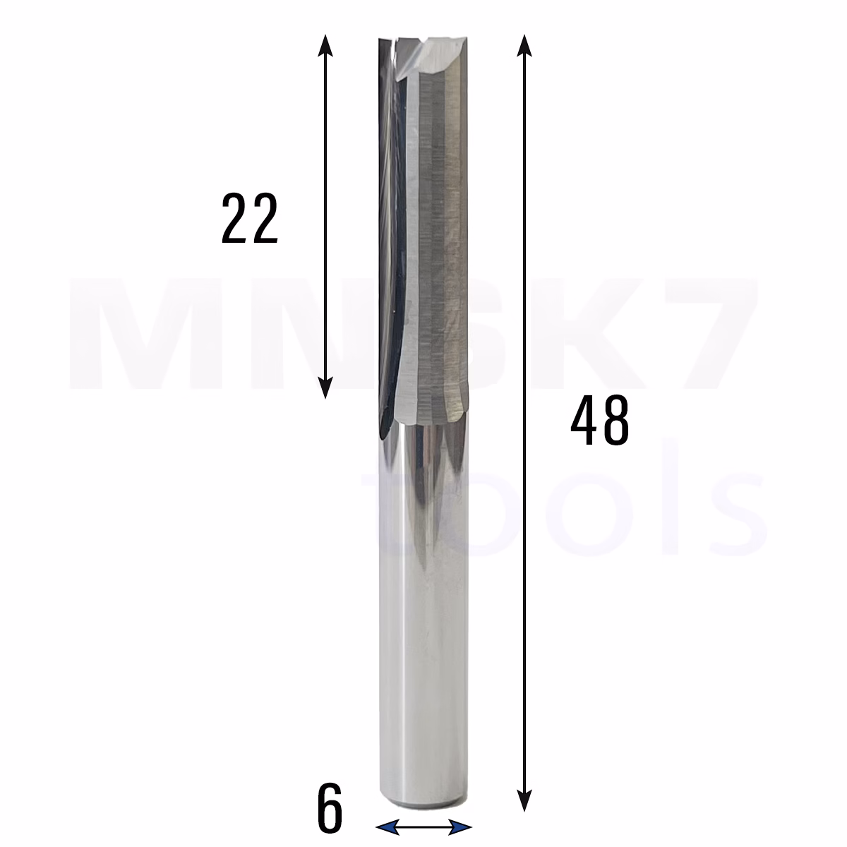Frez prosty do drewna 2P | fi 6 mm x 22 mm x 48 mm | CNC VHM