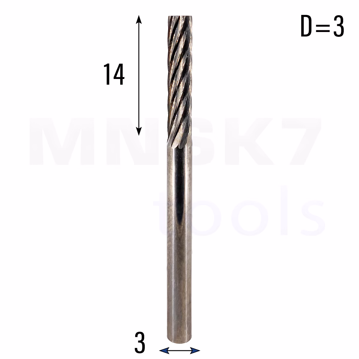 Frez pilnik obrotowy do metalu | 3 mm * 3 mm | VHM HRC 65 | Typ A