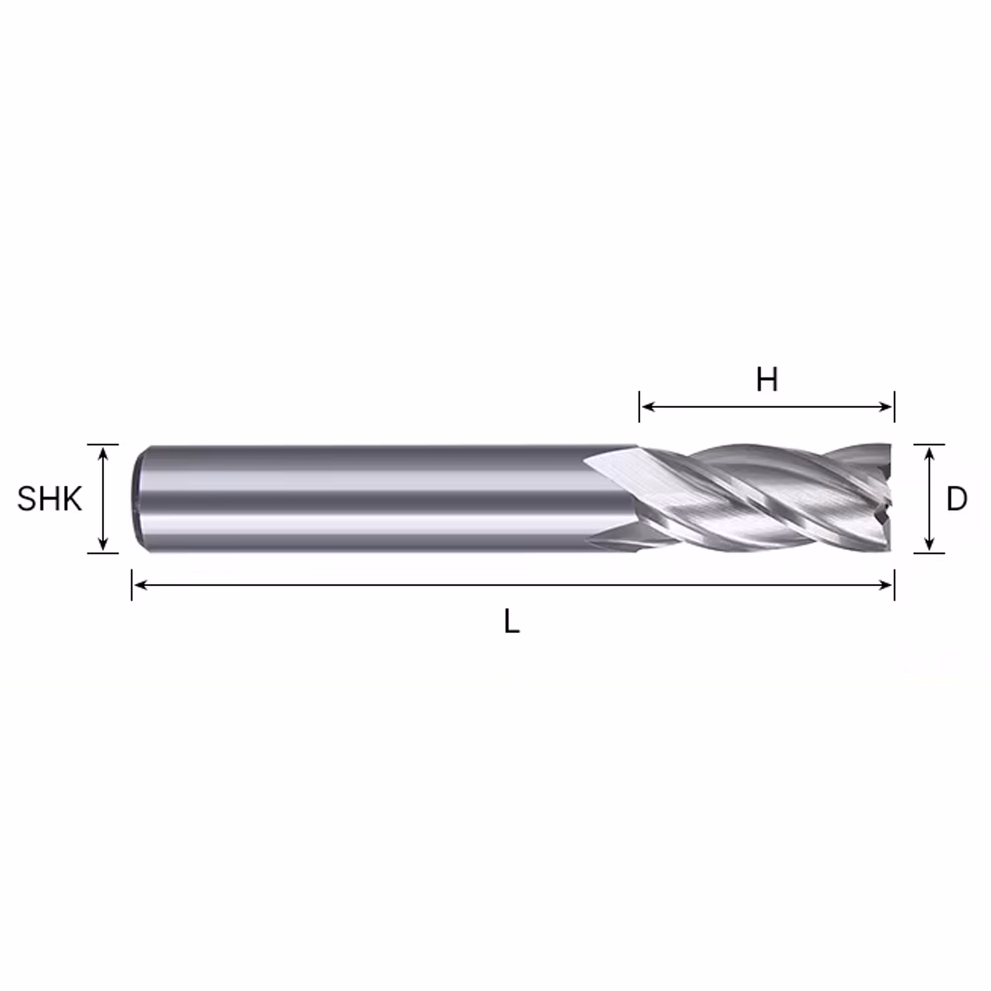Frez palcowy do stali 4P | trzpień 6 mm | fi 3 x 52 mm | HSS-Al HRC 65 — zdjęcie 3
