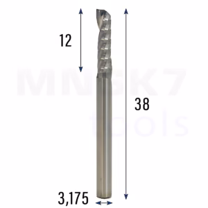 Frez uniwersalny jednopiórowy 1P | fi 3.175 x 12 x 38 | VHM CNC | Polerowany