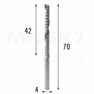 Frez uniwersalny jednopiórowy 1P | fi 4 x 42 x 70 | VHM CNC | Polerowany
